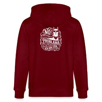 No Problama Lama Cool - Stanley/Stella Unisex Bio-Kapuzenjacke CULTIVATOR  - Burgunderrot - Hinten - Anna (173cm)