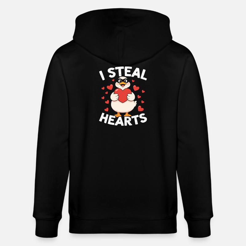 Je vole l’oie de cœur - Veste à capuche bio CULTIVATOR Stanley/Stella Unisexe - noir