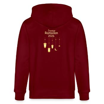 Happy Ramadan 2026 - Stanley/Stella CULTIVATOR  Unisex Organic Hooded Jacket - burgundy - Back - Anna (173cm)