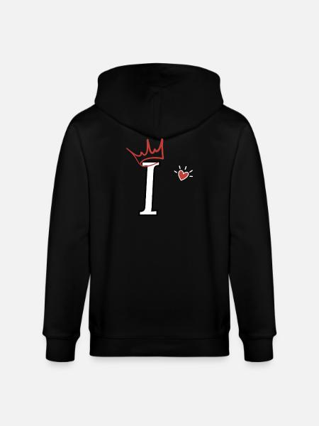Buchstabe i Kronenherz - Stanley/Stella Unisex Bio-Kapuzenjacke CULTIVATOR - Schwarz