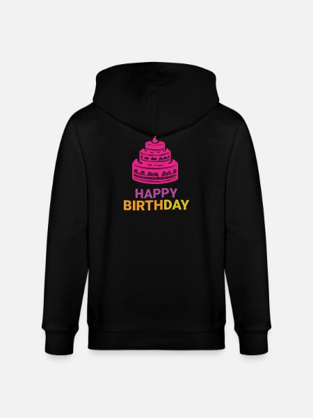 Layered Birthday Cake Emblem - Stanley/Stella CULTIVATOR  Unisex Organic Hooded Jacket - black