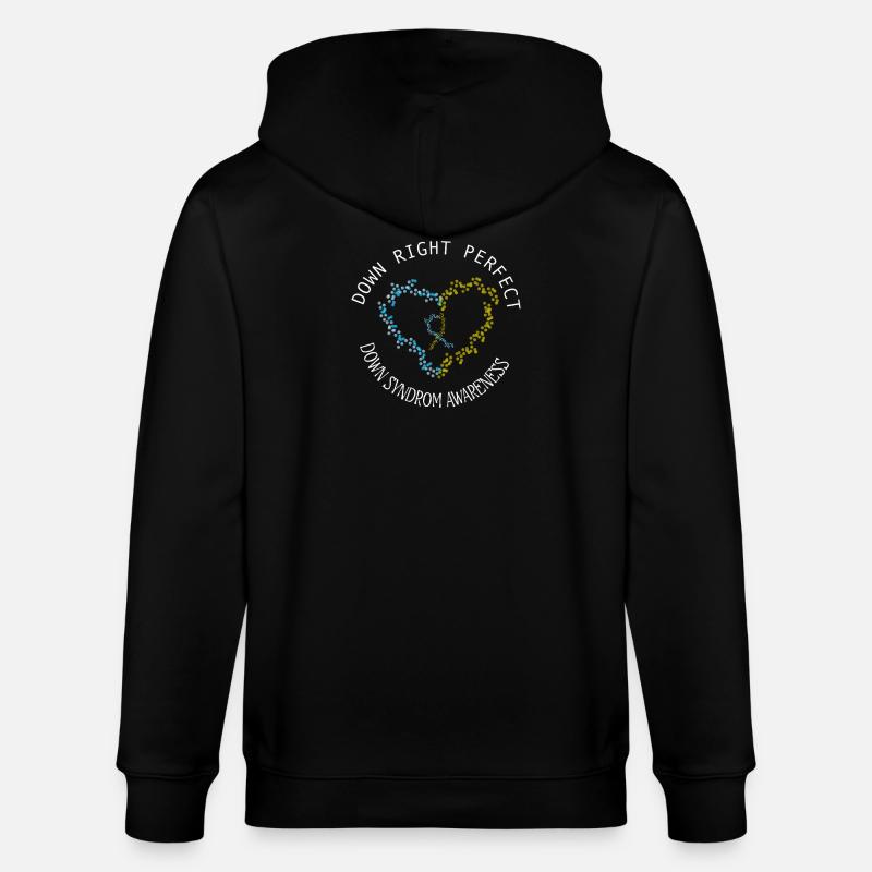 Absolut perfektes Down-Syndrom-Bewusstseins-Herz - Stanley/Stella Unisex Bio-Kapuzenjacke CULTIVATOR  - Schwarz
