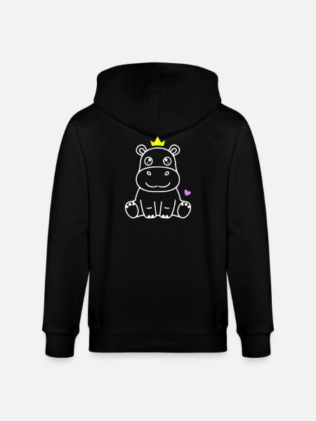 Hippopotamus with Crown Prince Princess - Stanley/Stella CULTIVATOR Unisex Organic Hooded Jacket - black