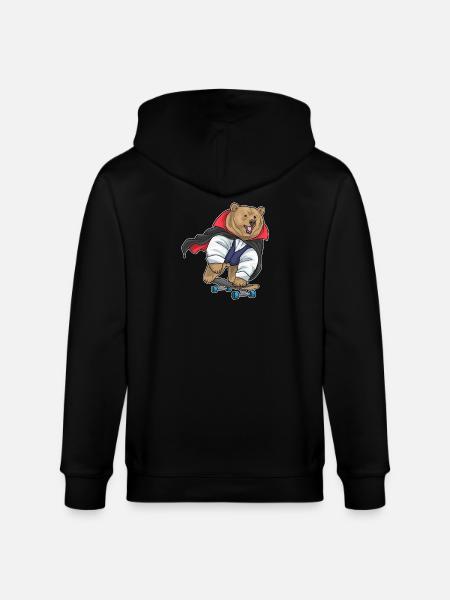 Bear Halloween Skateboard - Stanley/Stella CULTIVATOR Unisex Organic Hooded Jacket - black