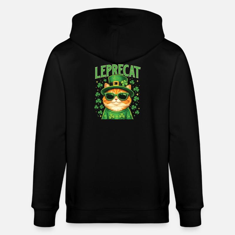 Leprecat St Patrick’s Irish Lucky Cat - Veste à capuche bio CULTIVATOR Stanley/Stella Unisexe - noir