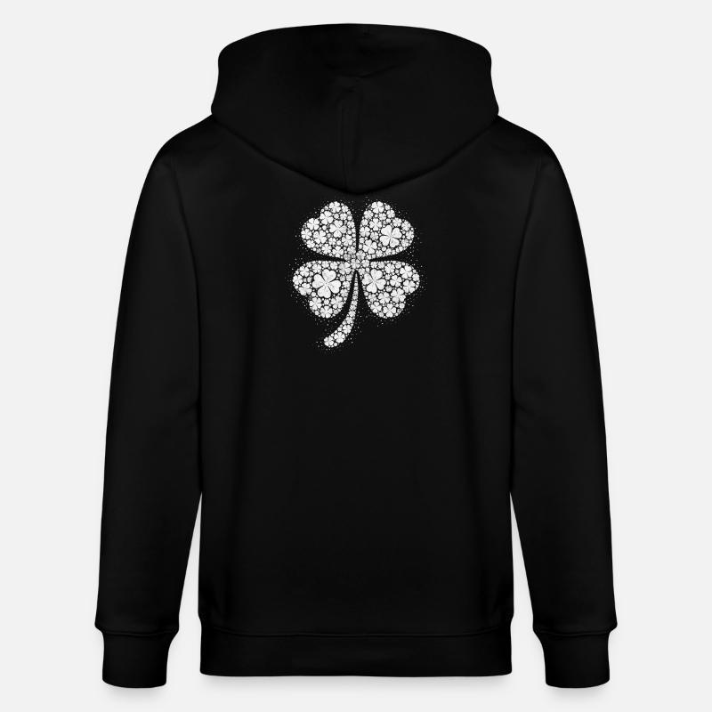 Four-leaf dot design clover - Stanley/Stella CULTIVATOR  Unisex Organic Hooded Jacket - black