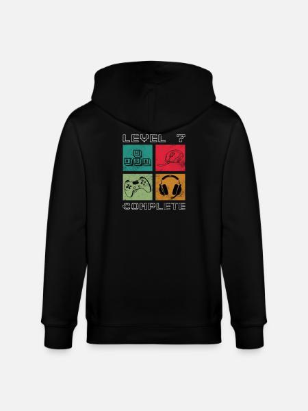 Birthday Gamer Level 7 Years Unlocked - Stanley/Stella CULTIVATOR  Unisex Organic Hooded Jacket - black