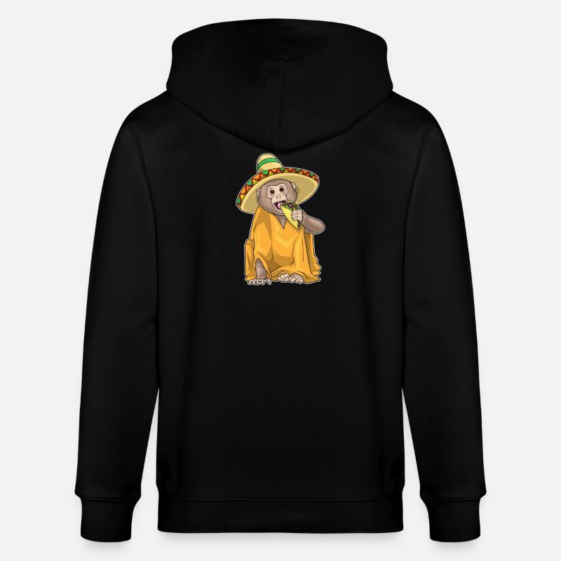 Affe Taco - Stanley/Stella Unisex Bio-Kapuzenjacke CULTIVATOR  - Schwarz