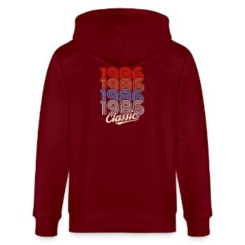 1986 Classic Retro Neon - Stanley/Stella CULTIVATOR  Unisex Organic Hooded Jacket - burgundy - Back - Anna (173cm)