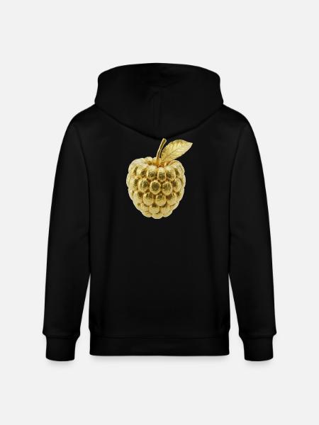 Golden Raspberry Motif - Stanley/Stella CULTIVATOR Unisex Organic Hooded Jacket - black