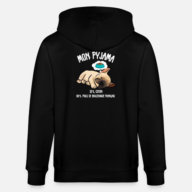 Pyjama Poils Chien Bouledogue Français - Veste à capuche bio CULTIVATOR Stanley/Stella Unisexe - noir