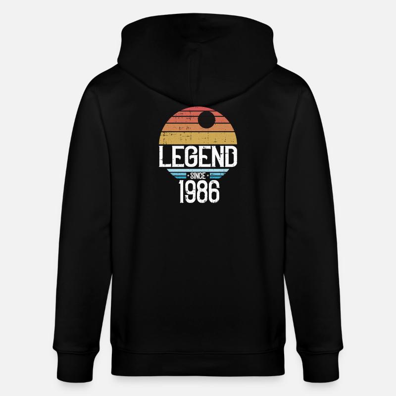 Legend 1986 Retro Sonnenlogo - Stanley/Stella Unisex Bio-Kapuzenjacke CULTIVATOR  - Schwarz