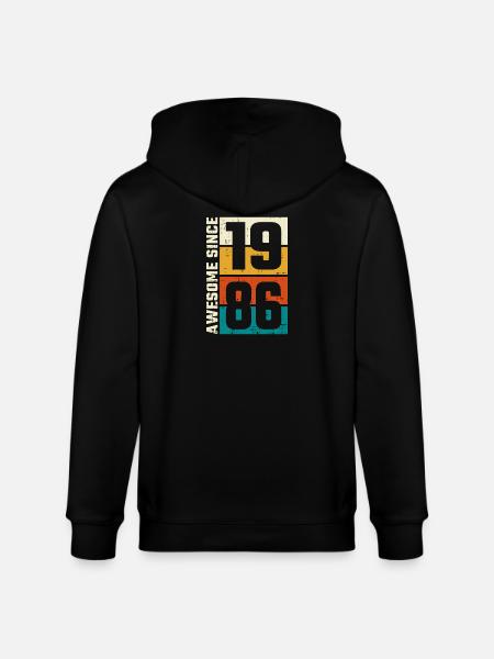 Retro 1986 Games Logo - Stanley/Stella CULTIVATOR Unisex Organic Hooded Jacket - black