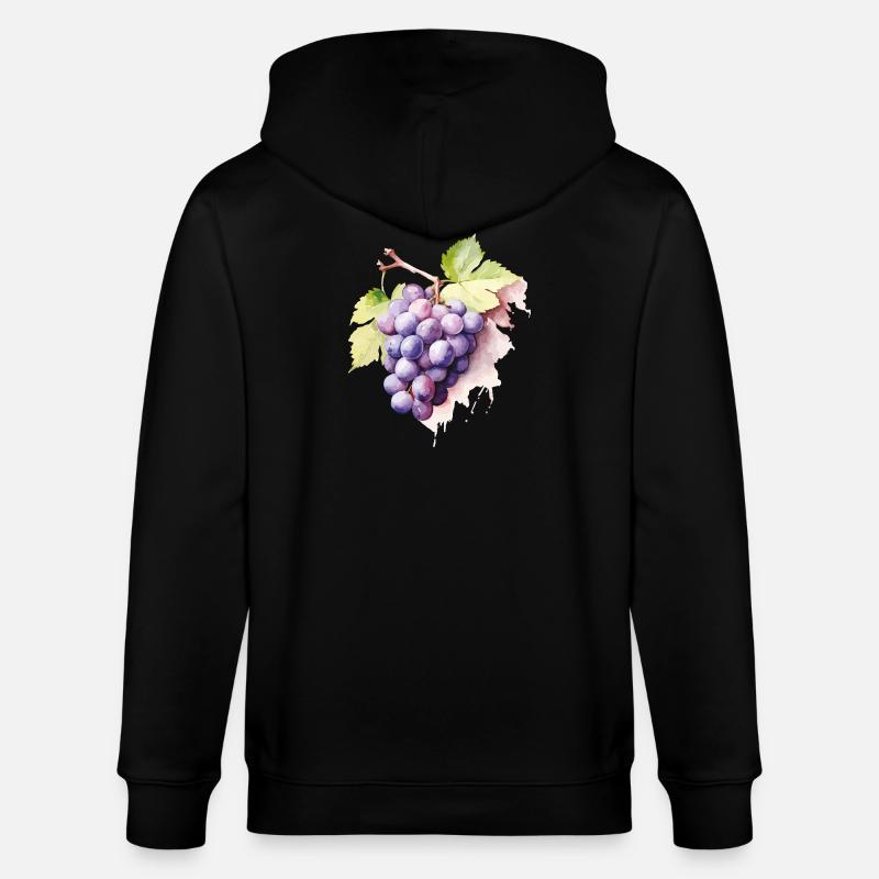 Grappe d’aquarelle de raisins - Veste à capuche bio CULTIVATOR Stanley/Stella Unisexe - noir