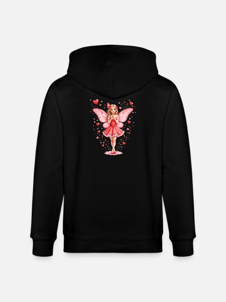 Pink fairy with butterfly wings - Stanley/Stella CULTIVATOR  Unisex Organic Hooded Jacket - black