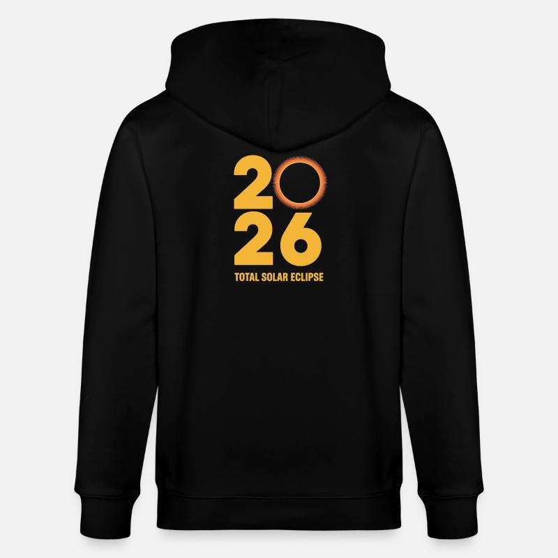 2026 Total Solar Eclipse Path Retro - Stanley/Stella CULTIVATOR  Unisex Organic Hooded Jacket - black