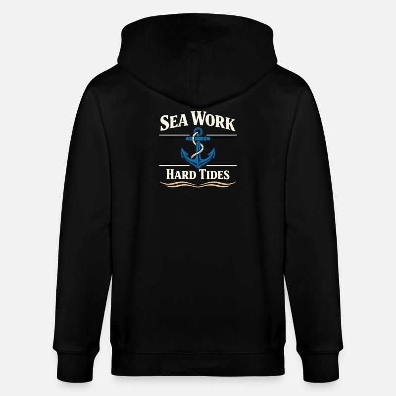 Seemannschaftsgeschenk Für Deckhand Ocean Work - Stanley/Stella Unisex Bio-Kapuzenjacke CULTIVATOR  - Schwarz