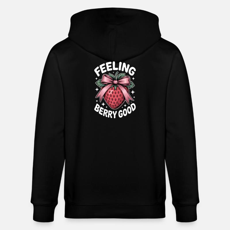 Erdbeeren Sprüche Lustiges Erdbeeren Geschenk - Stanley/Stella Unisex Bio-Kapuzenjacke CULTIVATOR  - Schwarz