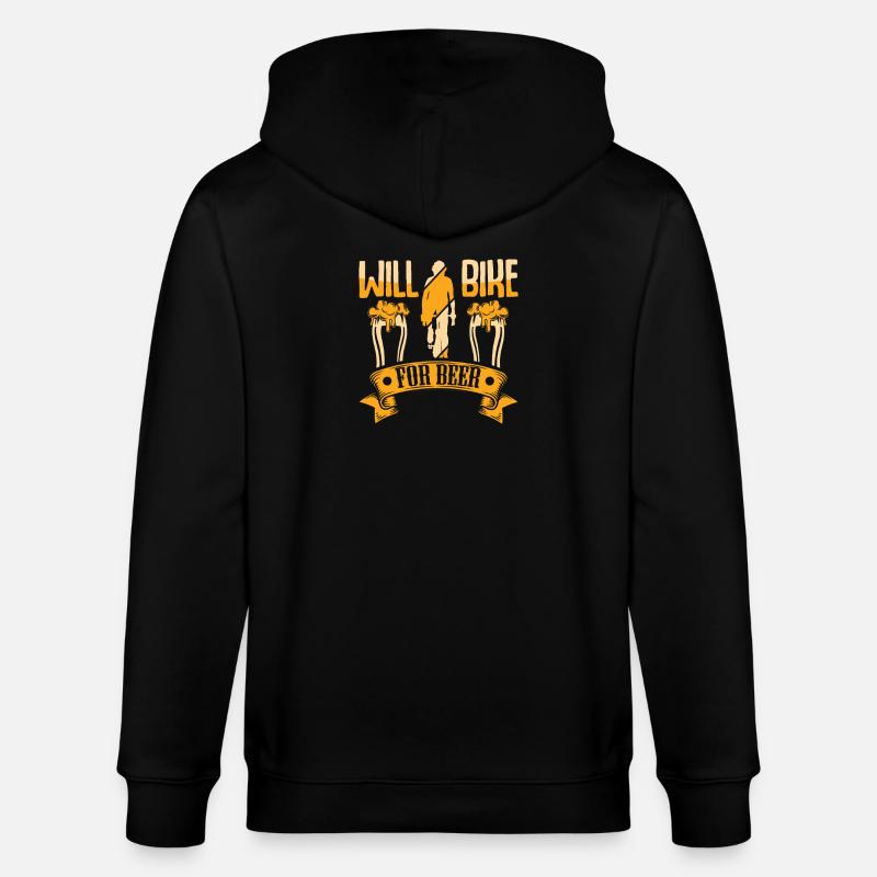 Fahradfahrer Bier Spruch Radtour Biertrinker - Stanley/Stella Unisex Bio-Kapuzenjacke CULTIVATOR  - Schwarz