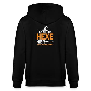 I'm here with the witch Halloween - Stanley/Stella CULTIVATOR  Unisex Organic Hooded Jacket - black - Back - Anna (173cm)