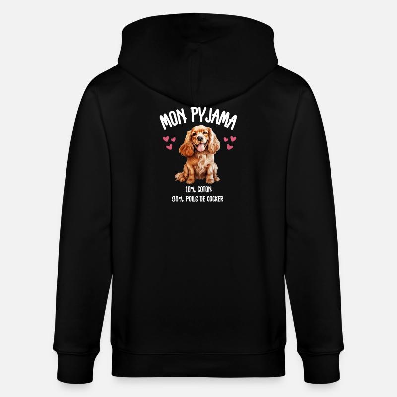 Pyjama Chien Cocker Drôle - Veste à capuche bio CULTIVATOR Stanley/Stella Unisexe - noir