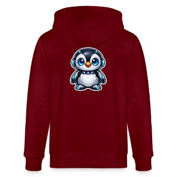 Futuristischer Pinguinroboter - Stanley/Stella Unisex Bio-Kapuzenjacke CULTIVATOR  - Burgunderrot - Hinten - Anna (173cm)
