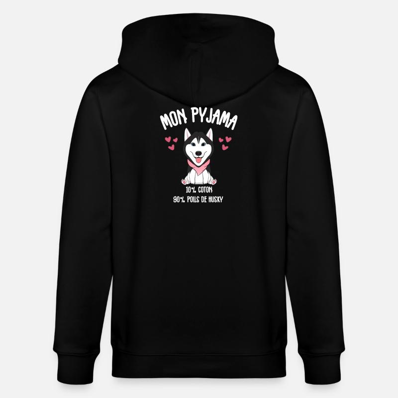 Pyjama Drôle Chien Husky - Veste à capuche bio CULTIVATOR Stanley/Stella Unisexe - noir