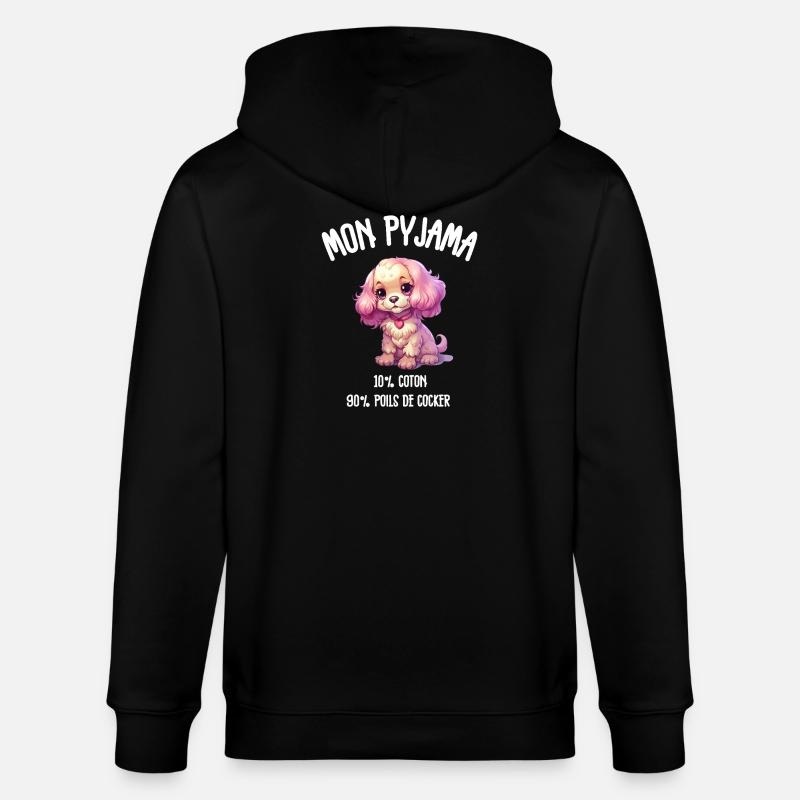 Pyjama Chien Cocker Drôle - Veste à capuche bio CULTIVATOR Stanley/Stella Unisexe - noir