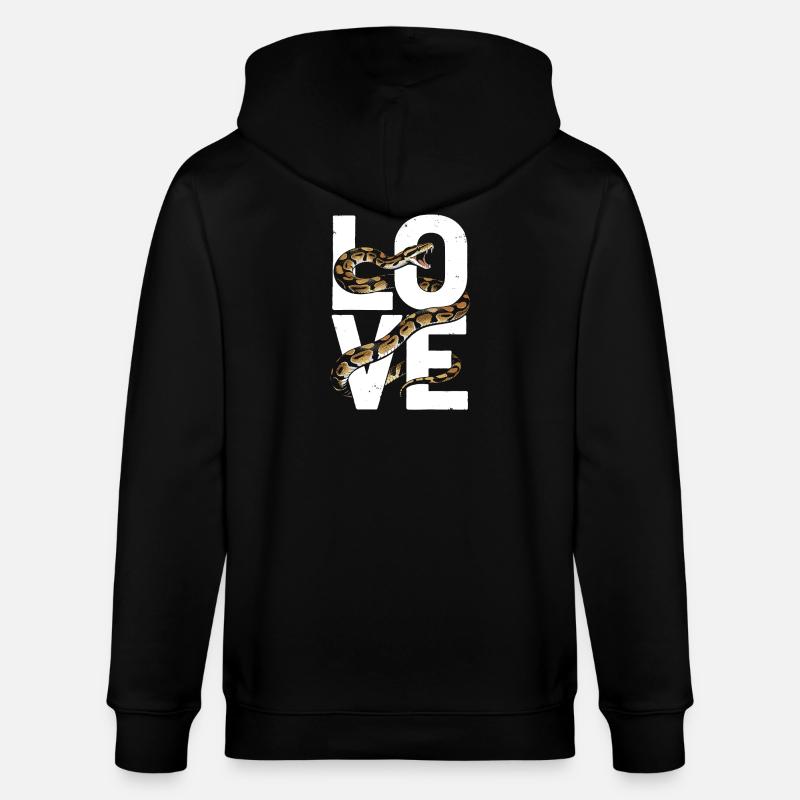 Königspython Schlangen LOVE Terrarium Python - Stanley/Stella Unisex Bio-Kapuzenjacke CULTIVATOR  - Schwarz