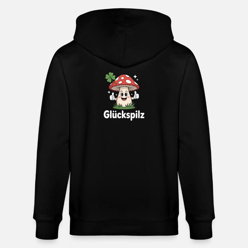 Champignon chanceux drôle avec trèfle - Veste à capuche bio CULTIVATOR Stanley/Stella Unisexe - noir
