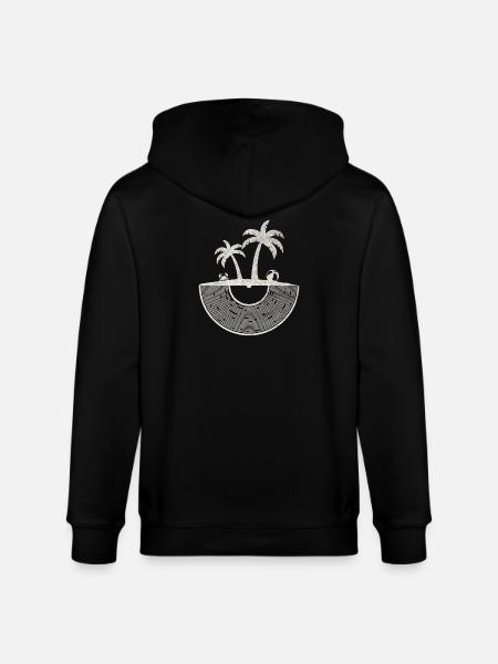Tropical Vinyl Island Sunset Art - Stanley/Stella CULTIVATOR  Unisex Organic Hooded Jacket - black