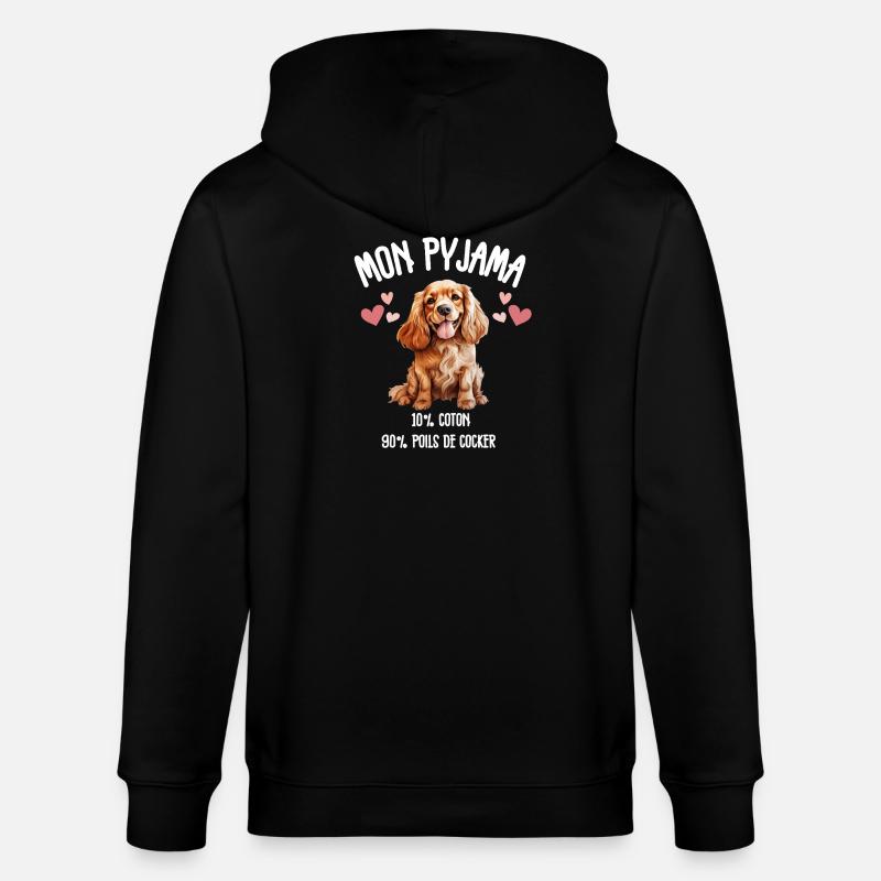 Pyjama Chien Cocker Drôle - Veste à capuche bio CULTIVATOR Stanley/Stella Unisexe - noir