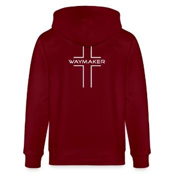 waymaker_kreuz - Stanley/Stella Unisex Bio-Kapuzenjacke CULTIVATOR  - Burgunderrot - Hinten - Anna (173cm)