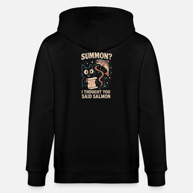 Invoquer du saumon ? | Chat Flippant Mignon - Veste à capuche bio CULTIVATOR Stanley/Stella Unisexe - noir