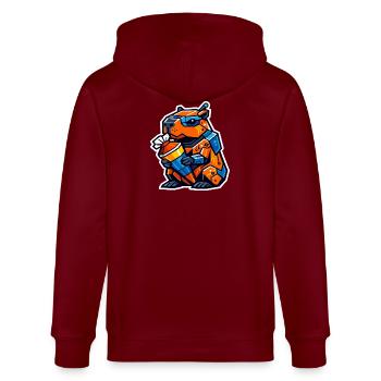 Capybara 1. Schultag | Einschulung Kinder - Stanley/Stella Unisex Bio-Kapuzenjacke CULTIVATOR  - Burgunderrot - Hinten - Anna (173cm)