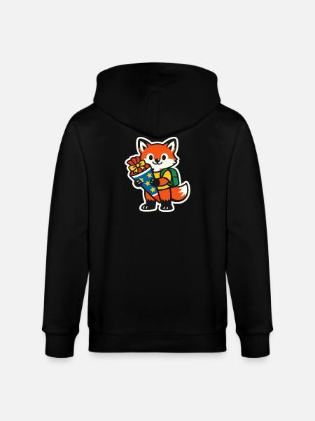 Fuchs mit Geschenk und Rucksack Einschulung - Stanley/Stella Unisex Bio-Kapuzenjacke CULTIVATOR  - Schwarz
