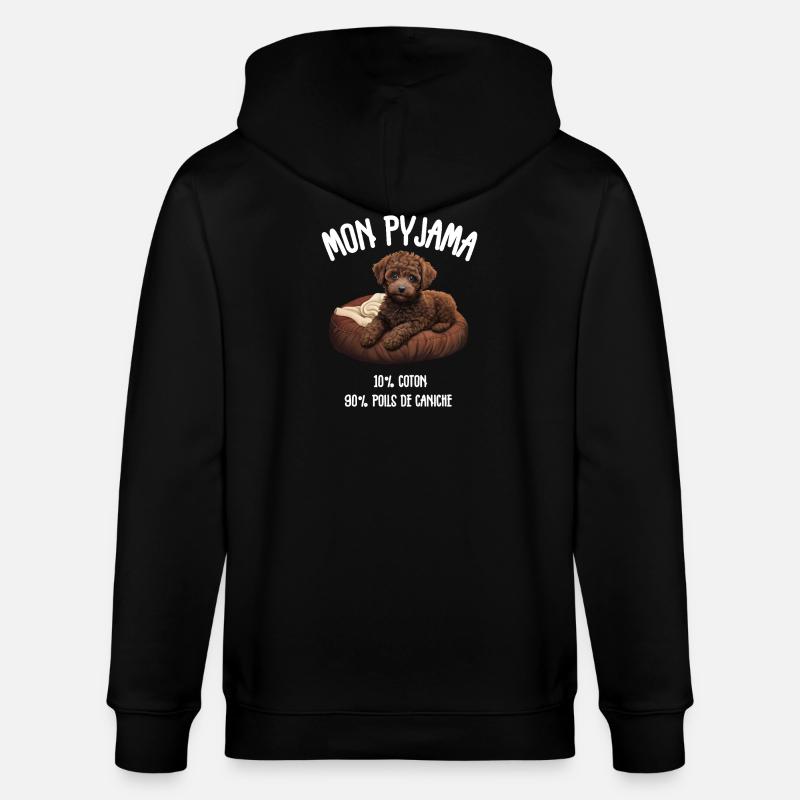 Pyjama Chien Caniche Humour - Veste à capuche bio CULTIVATOR Stanley/Stella Unisexe - noir