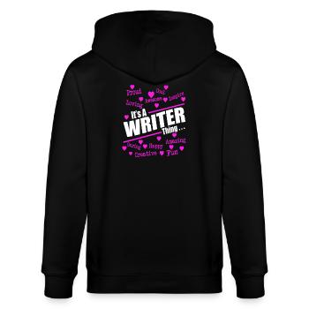 Pink Hearts Positive Inspirational Words Art Tee - Stanley/Stella Unisex Bio-Kapuzenjacke CULTIVATOR  - Schwarz - Hinten - Anna (173cm)