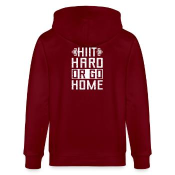 Gym Junkies Hiit Hard Or Go Home Calisthenics - Stanley/Stella Unisex Bio-Kapuzenjacke CULTIVATOR  - Burgunderrot - Hinten - Anna (173cm)