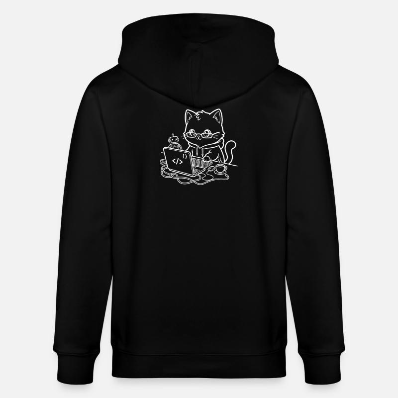 Coder Kawaii Katze Programmierer - Stanley/Stella Unisex Bio-Kapuzenjacke CULTIVATOR  - Schwarz