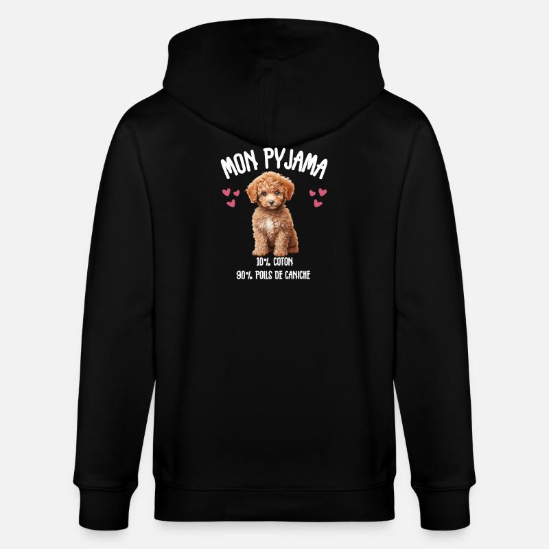 Pyjama Chien Caniche Humour - Veste à capuche bio CULTIVATOR Stanley/Stella Unisexe - noir