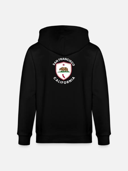 California Bear Flag Emblem - Stanley/Stella CULTIVATOR  Unisex Organic Hooded Jacket - black