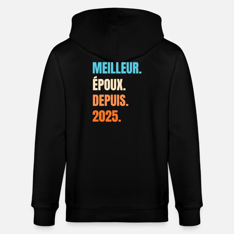 Bester Ehemann seit 2025 Geschenk-Ehemann - Stanley/Stella Unisex Bio-Kapuzenjacke CULTIVATOR  - Schwarz