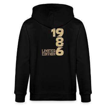 1986 Limited Edition Schriftzug 40. Geburtstag - Stanley/Stella Unisex Bio-Kapuzenjacke CULTIVATOR  - Schwarz - Hinten - Anna (173cm)