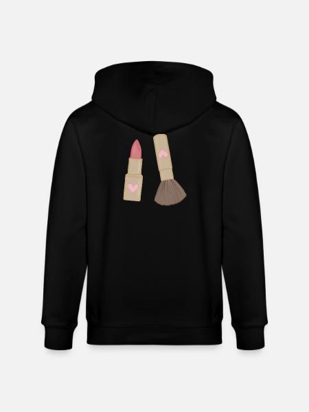 Heart Lip Lipstick & Brush Charm - Stanley/Stella CULTIVATOR  Unisex Organic Hooded Jacket - black