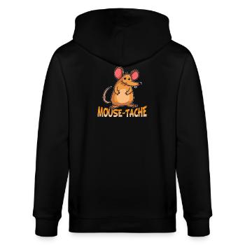 Mouse-Tache Funny Mouse Pun Cartoon Graphic - Stanley/Stella Unisex Bio-Kapuzenjacke CULTIVATOR  - Schwarz - Hinten - Anna (173cm)