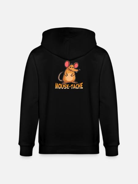Mouse-Tache Funny Mouse Pun Cartoon Graphic - Stanley/Stella CULTIVATOR  Unisex Organic Hooded Jacket - black