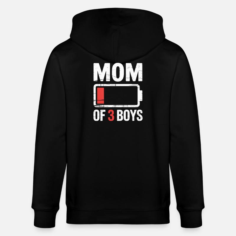 Maman de 3 garçons Batterie faible - Veste à capuche bio CULTIVATOR Stanley/Stella Unisexe - noir