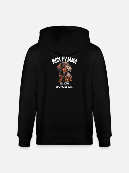 Pyjama Chien Teckel Drôle  - Veste à capuche bio CULTIVATOR Stanley/Stella Unisexe - noir