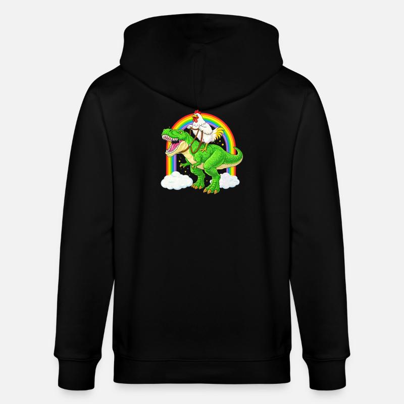 Huhn Reitender T-Rex Dinosaurier Regenbogen - Stanley/Stella Unisex Bio-Kapuzenjacke CULTIVATOR  - Schwarz